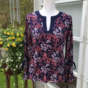 Michael Kors size S navy knit tunic with floral design
